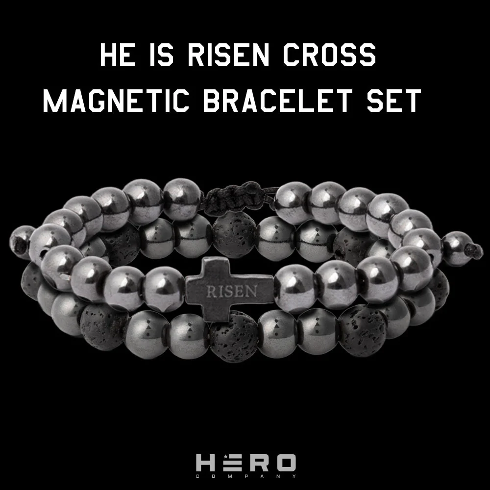 25% OFF - He Is Risen Cross Magnetic Titanium Bracelet Set - Image 11