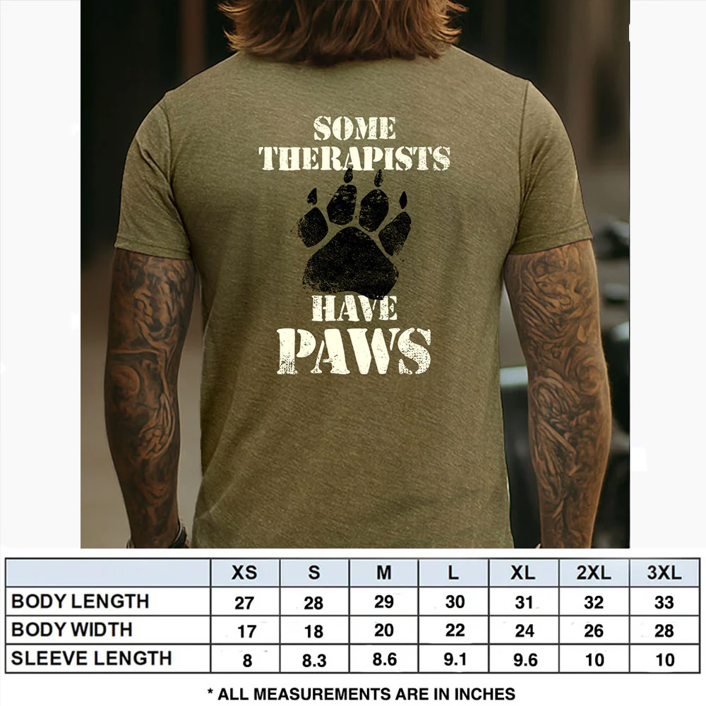 Some Therapists Have Paws Military Green Tee - Image 3