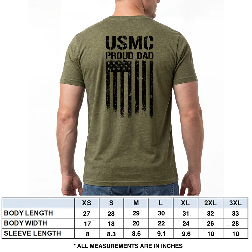 USMC Proud Dad Military Green Tee - Image 5